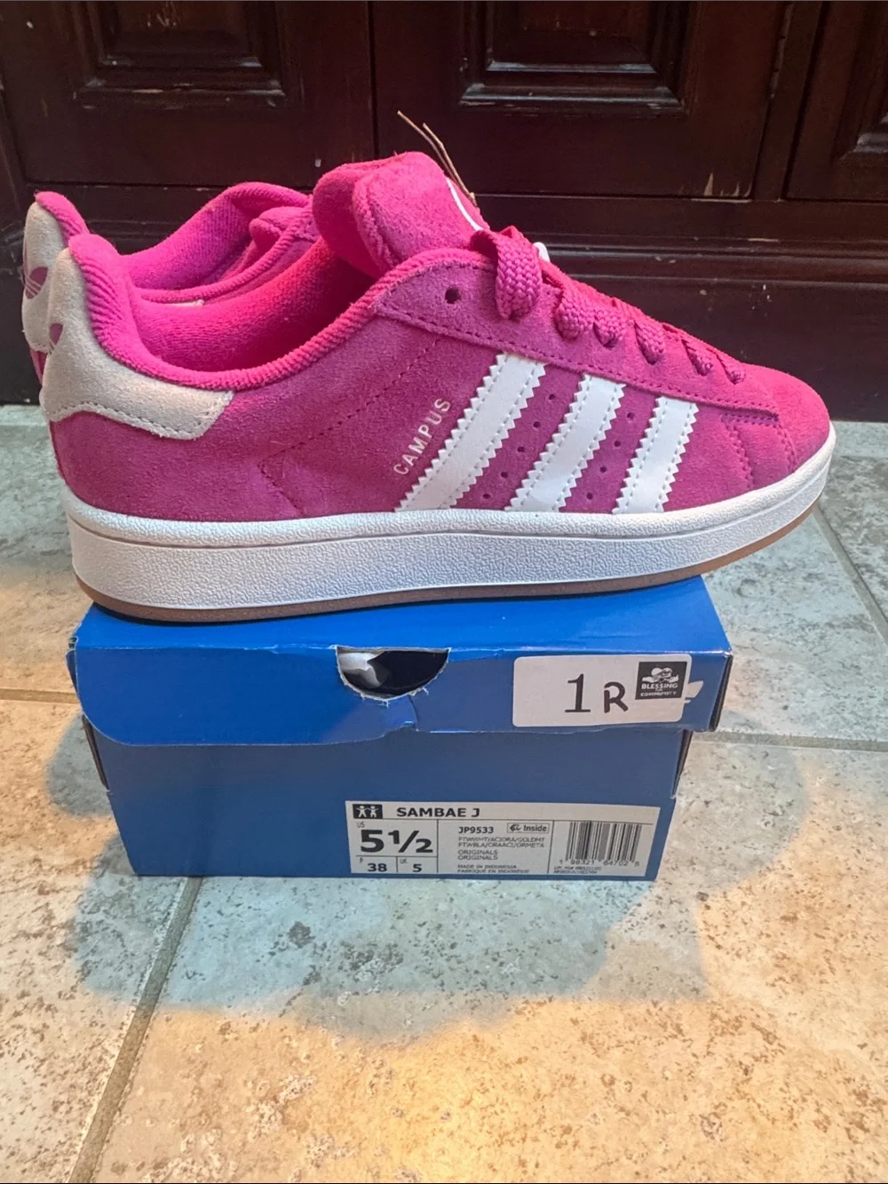 adidas Kids Pink Samba Suede Sneakers with White Stripes